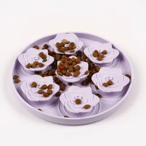 Gamelle Anti Glouton Florale violet avec croquette