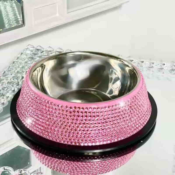 Gamelle inox strass rose pour chien et chat