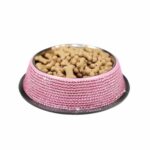 Gamelle inox strass pour chiens et chats avec croquettes