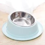 Gamelle inox inclinée bleu pour chien et chat