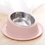 Gamelle inox inclinée rose pour chien et chat
