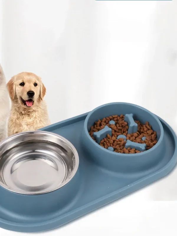 Gamelle anti glouton double pour animaux