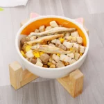 gamelle céramique animaux avec croquettes et pâtée