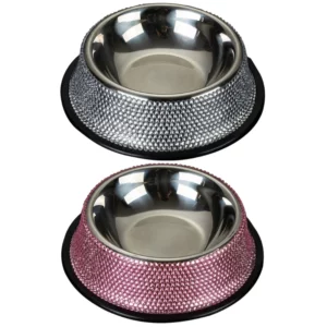 Accessoire pour chien Gamelle Inox Strass, facile à nettoyer et durable