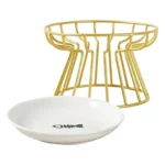Gamelle céramique surélevée avec support doré pour chien et chat