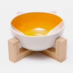 gamelle céramique animaux avec support bois