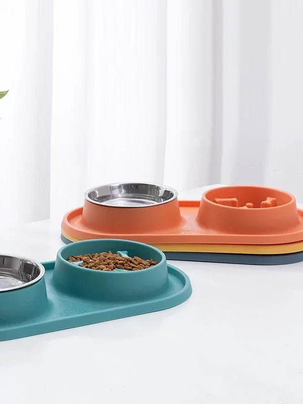 Gamelle anti glouton double pour chiens et chats