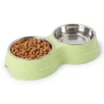Gamelle Chien Double vert avec croquettes