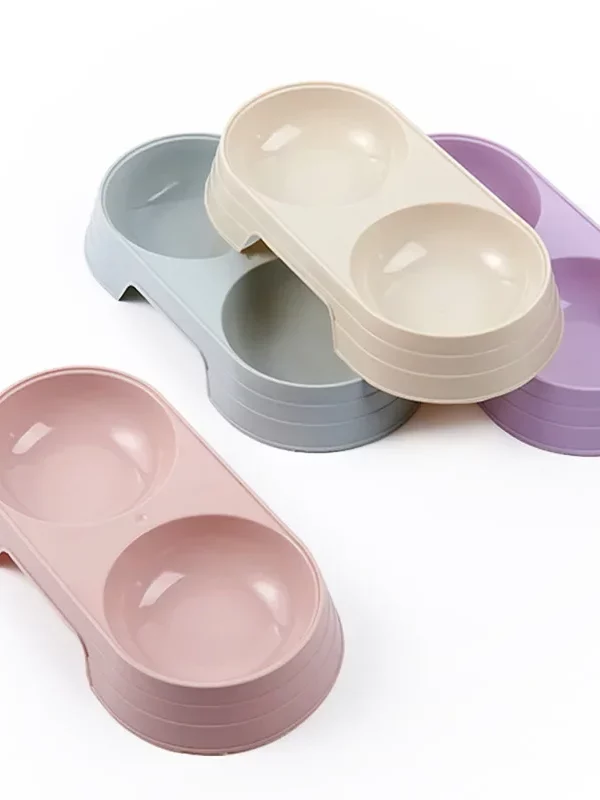 Gamelle Plastique Double pour chiens et chats croquettes pâtée et eau