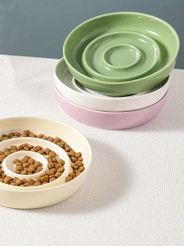 Gamelle anti glouton ronde avec croquettes