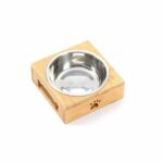 gamelle inox support bambou pour chiens et chats