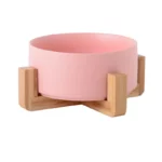 gamelle céramique support bambou rose