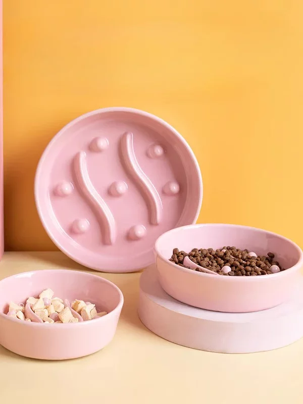 Gamelle anti glouton en pastel pour croquettes pâtée eau