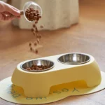 gamelle double inox pour croquettes eau et pâtée