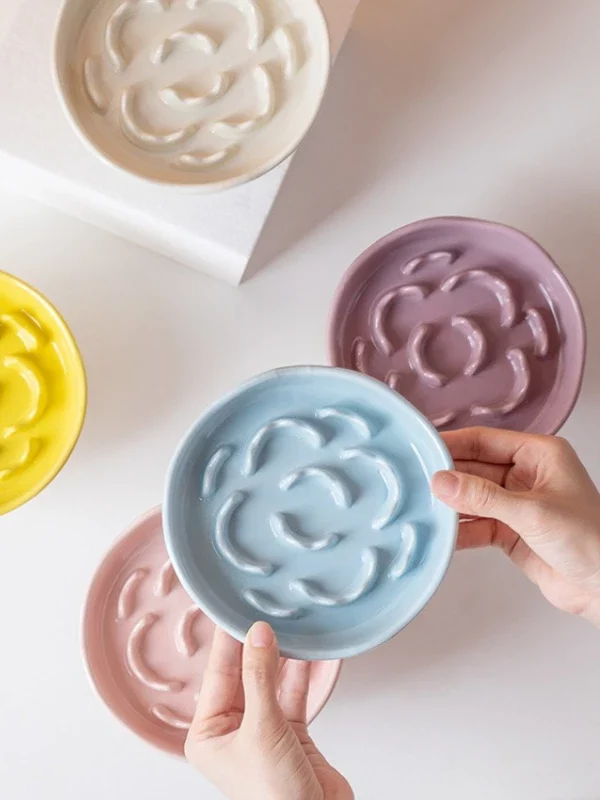 gamelle anti glouton fleur pour chien et chat