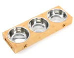 gamelle inox support bambou pour chiens et chats