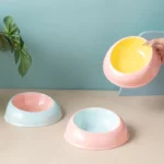 Gamelle ergonomique inclinée en céramique, facile à nettoyer