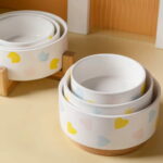 gamelle céramique support bois pour animaux