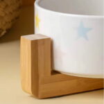 gamelle céramique support bois pour croquettes