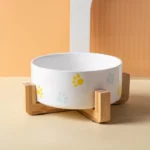 gamelle céramique support bois pour chiens et chats