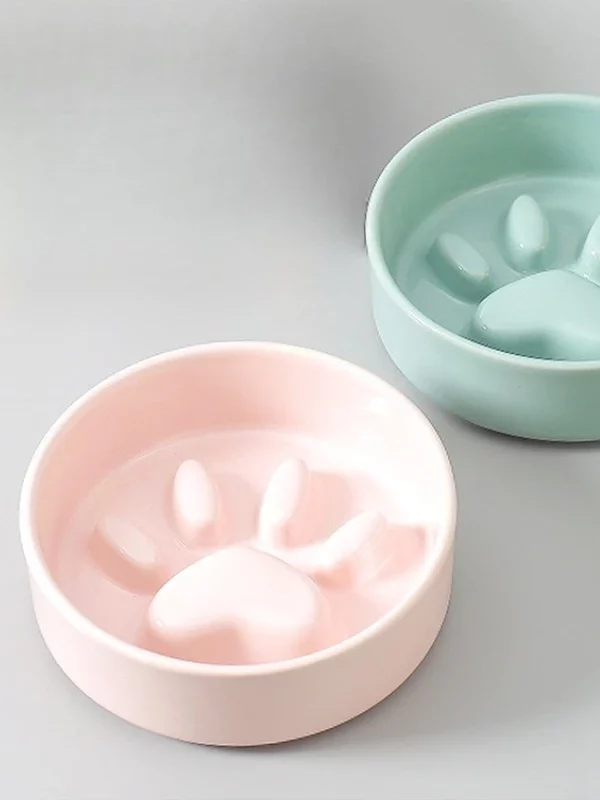 gamelle anti glouton céramique patte pour animaux