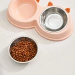 gamelle double inox chat pour chiens et chats