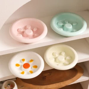 Bol en céramique pour chien, design anti glouton soleil