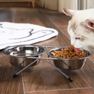 gamelle double surélevée inox pour chien et chat