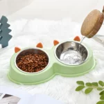 gamelle double inox chat pour chien et chat