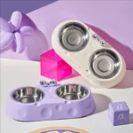 gamelle double design lunaire pour croquettes