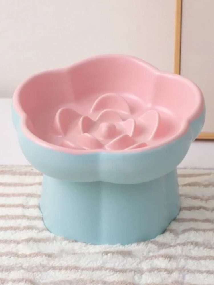 gamelle anti-glouton chat surélevée bleu