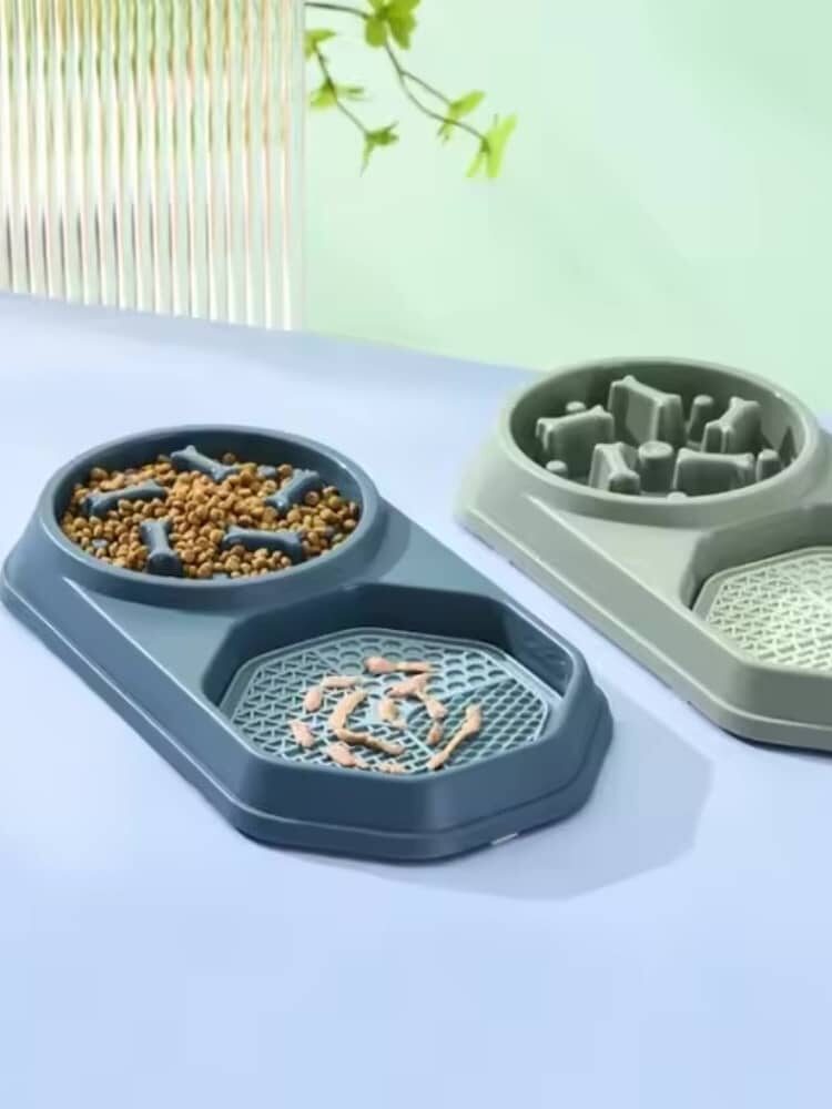 Gamelle Anti-Glouton Chien Double pour animaux