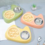 gamelle anti-glouton chat double pour animaux