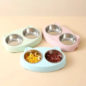 gamelle chat double inox pour animaux