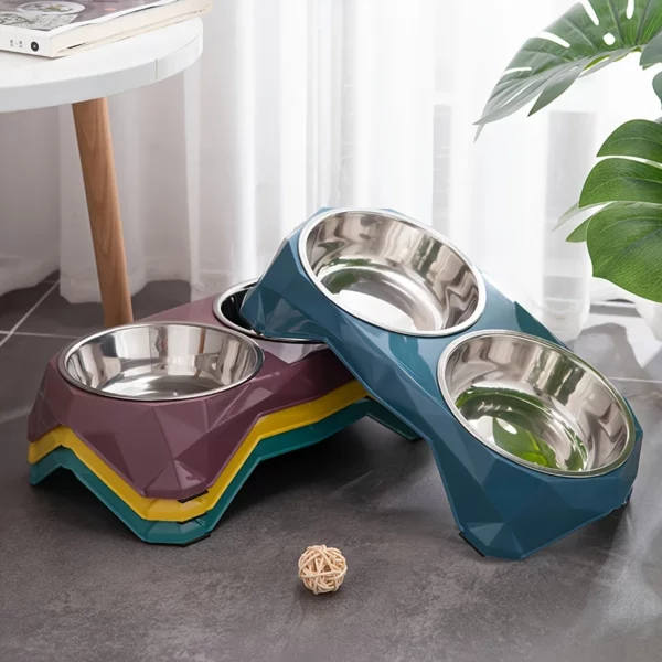 gamelle double antidérapante inox pour chiens et chats