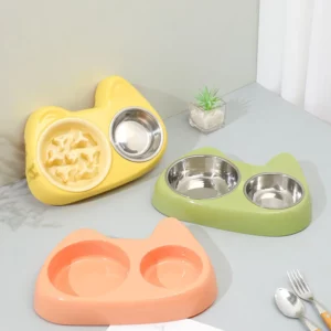gamelle anti-glouton chat double pour chien et chat