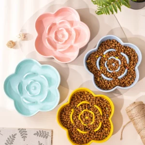 Gamelle Anti-Glouton Chien Fleur pour chien et chat