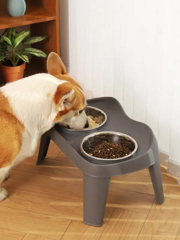 gamelle double inox surélevée pour chiens et chats