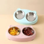 gamelle chat double inox pour chien et chat