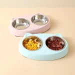 gamelle chat double inox pour chiot et chaton