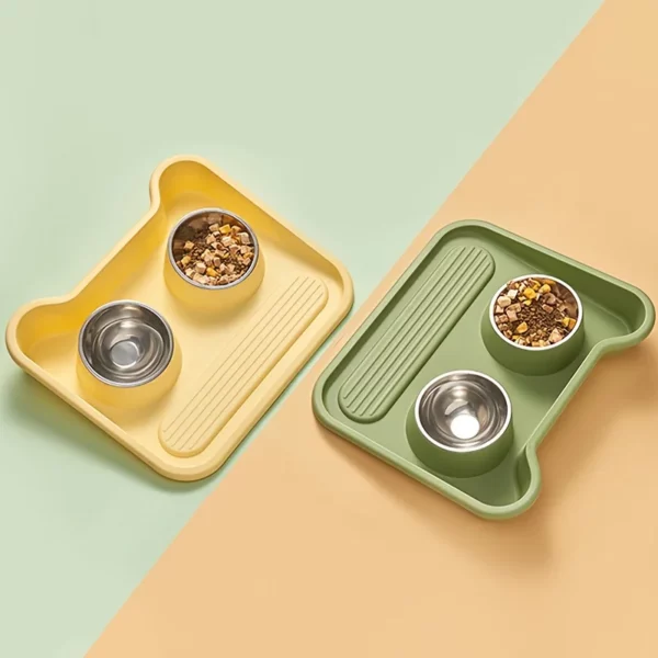 Gamelle chat en plastique double pour nourriture et eau