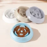 gamelle anti glouton chat rose pour chien et chat