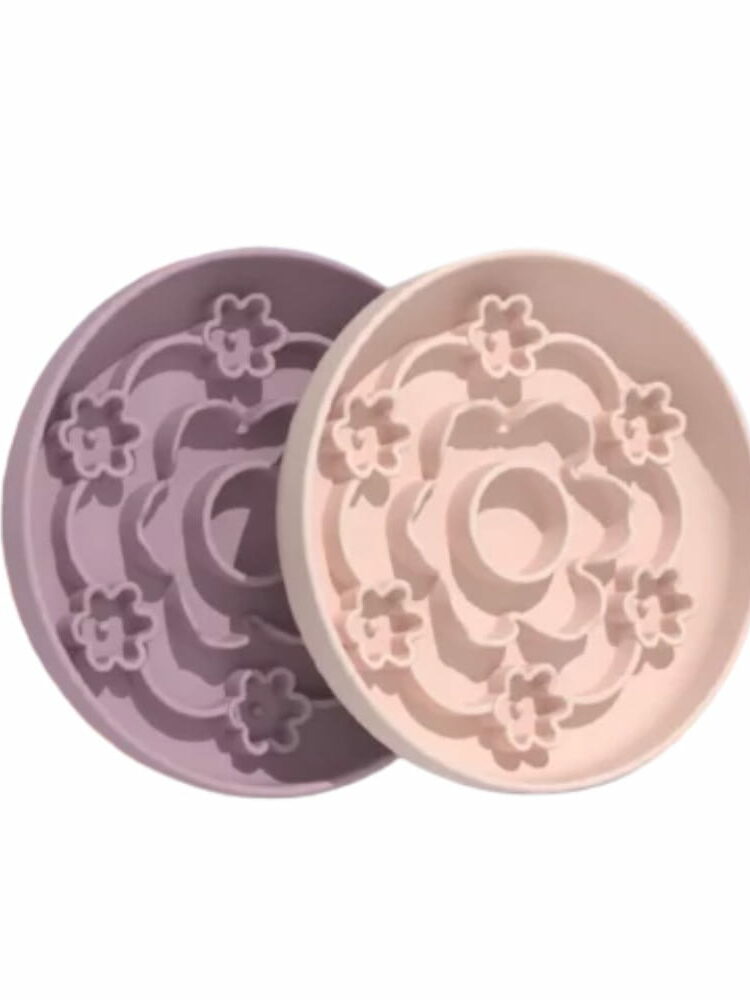 gamelle anti glouton silicone fleurs pour chien et chat